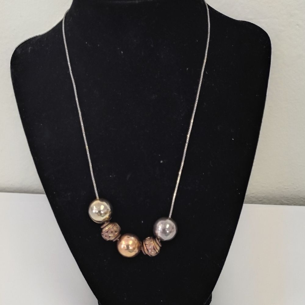 Elegant Multi-Color Beaded Silver Necklace